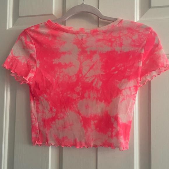 Neon Pink Mesh Crop top Medium - Picture 1 of 6